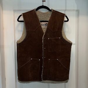 Vintage 60s 70s Men's western Brown Suede Vest